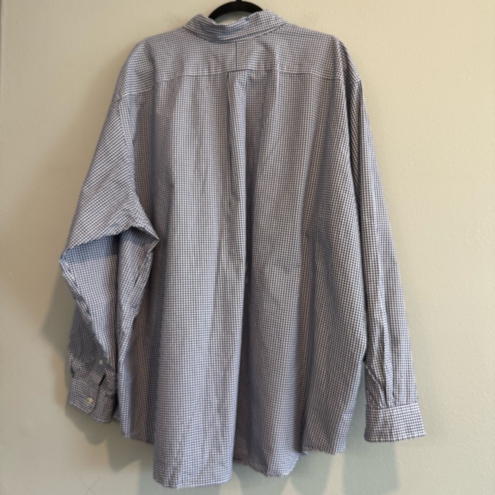 Ralph Lauren Blue Casual Button Down Shirt Check Cotton 3XB Big - Picture 3 of 5